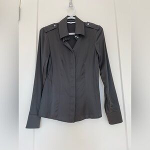 Silk charcoal collared blouse